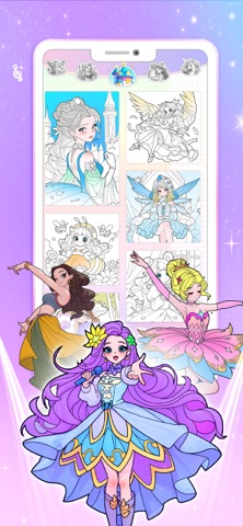Princess Game Fantasy Coloring iPhone screenshot