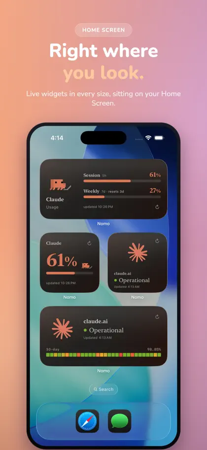 Screenshot 3 di 6 di Nomo - AI Status & Usage