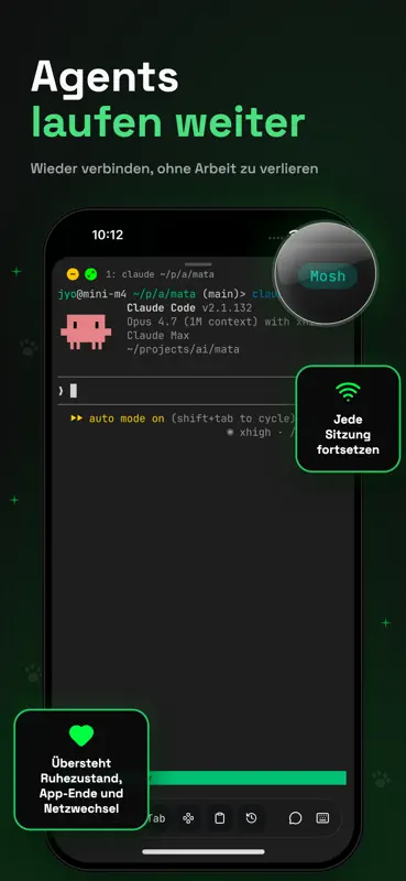 Moshi: herdr/tmux on SSH/MOSH screenshot 1 of 7