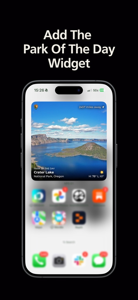National Park Service - Los usuarios pueden añadir el widget 'Parque del Día' a su pantalla de inicio, el cual muestra diariamente un nuevo sitio gestionado por el NPS, como el Parque Nacional del Lago Crater.
