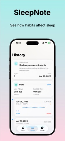 SleepNote - Night Talk & Snore iPhone screenshot