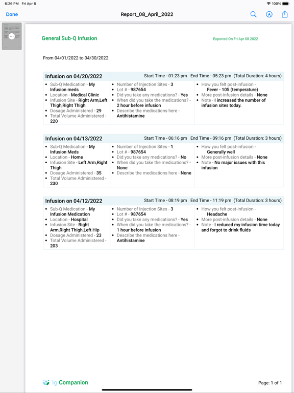Ig Companion iPad screenshot 10 - Medical app