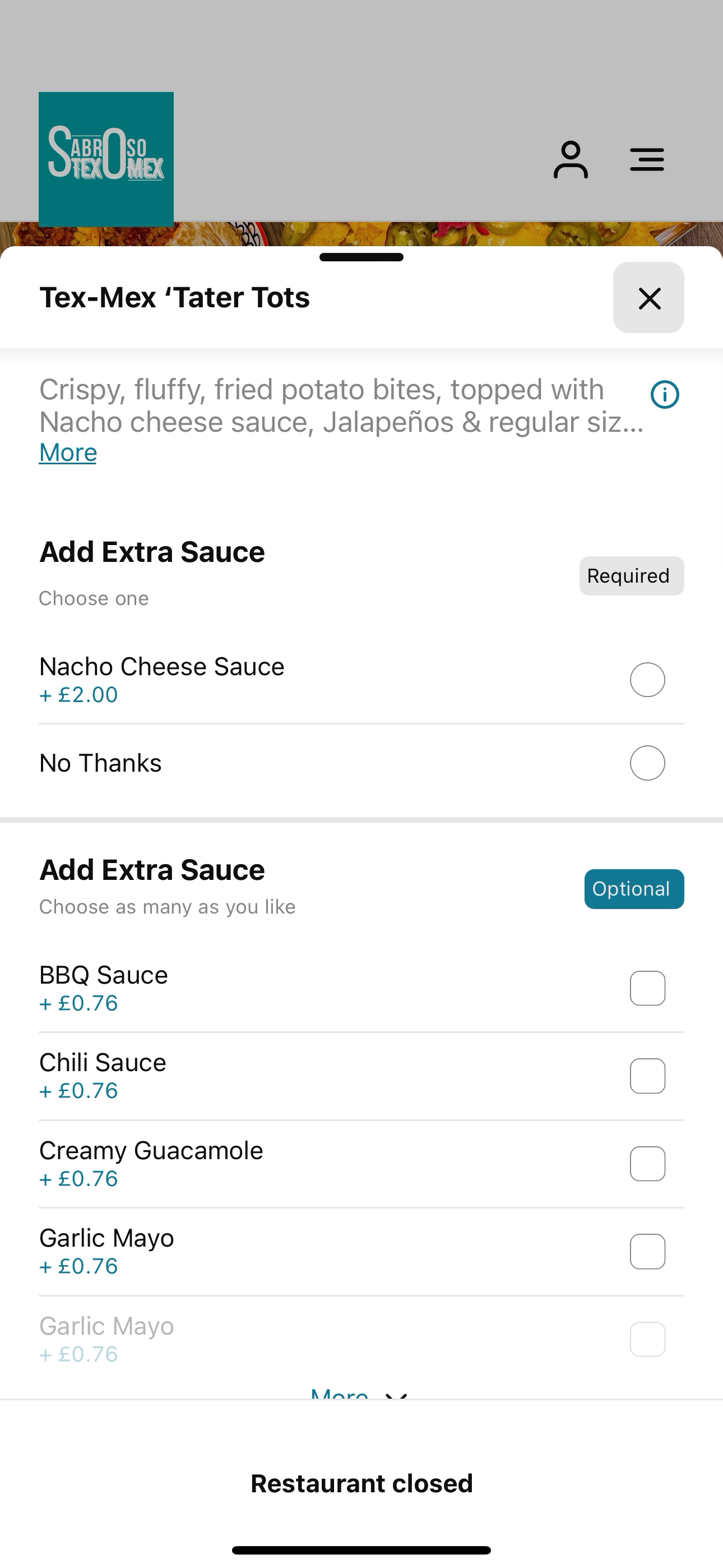 Sabroso Tex Mex - Take Away