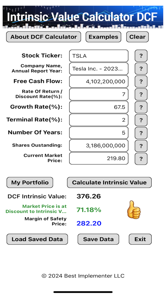 #2. Intrinsic Value Calculator DCF (iOS) By: Best Implementer LLC