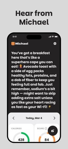 Michael: AI Calorie Tracker iPhone screenshot