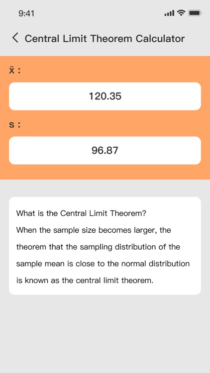 Central limit theorem calc