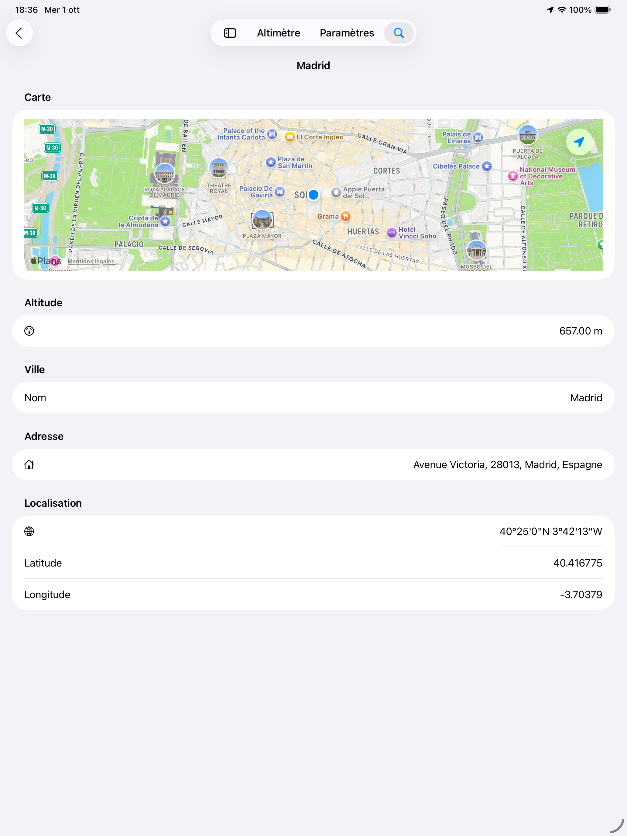 Altimètre GPS altitude réelle