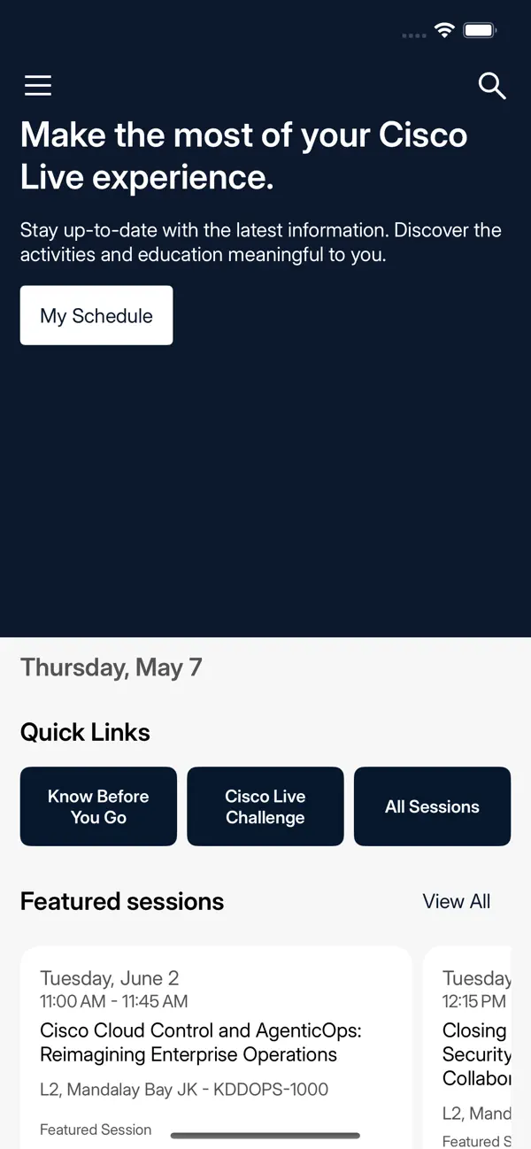 Screenshot #1 pour Cisco Events App