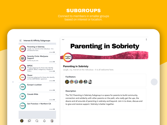 TLC: Sobriety Support iPad screenshot 3 - Social Networking app