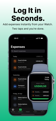 Quick Expense Tracker Watch iPhone screenshot