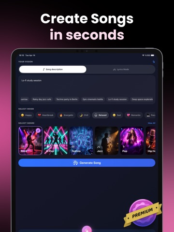 Sone Music : AI Song Generator iPad screenshot