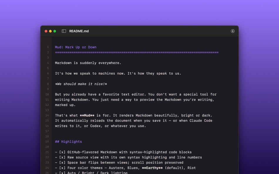 #3. Mud: Mark Up or Down (macOS) Ved: Joseph Pearson