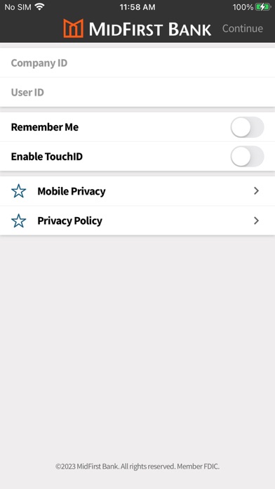 MidFirst Bank Business Mobile Screenshot