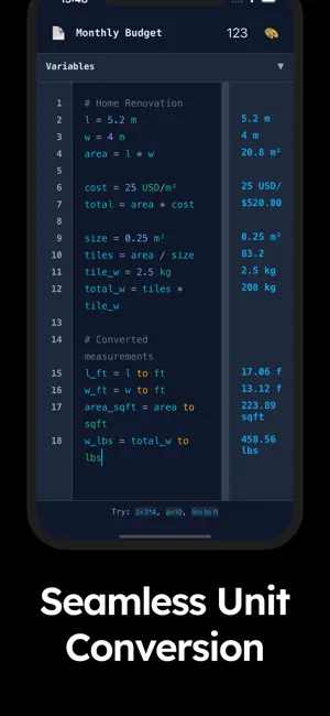 NoteCalc: a Notepad Calculator screenshot 1