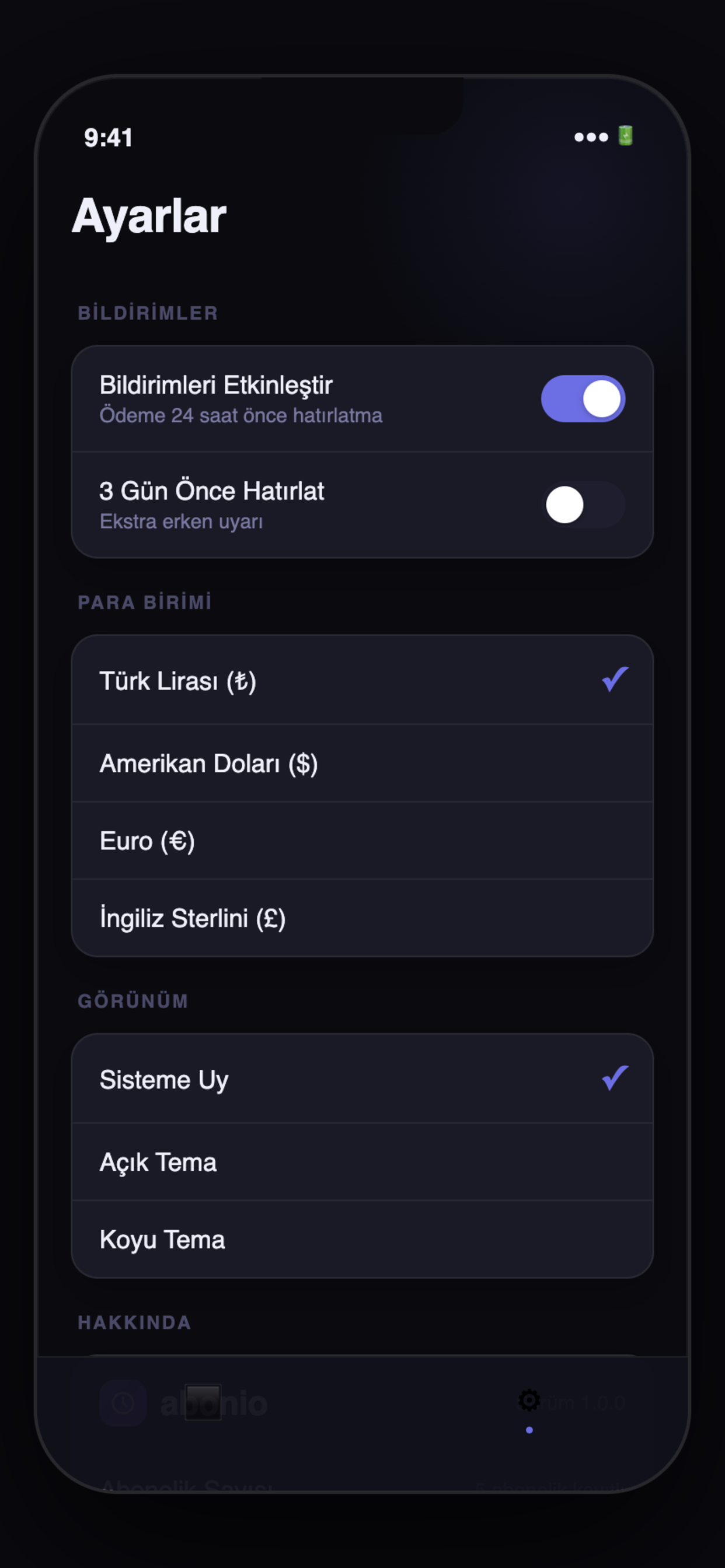 Abonio : Abonelik Takibi