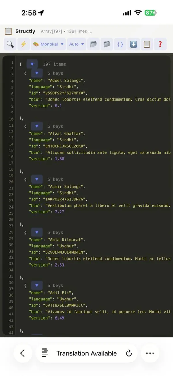 #2. Structly - JSON Formatter (iOS) Oleh: Chen He
