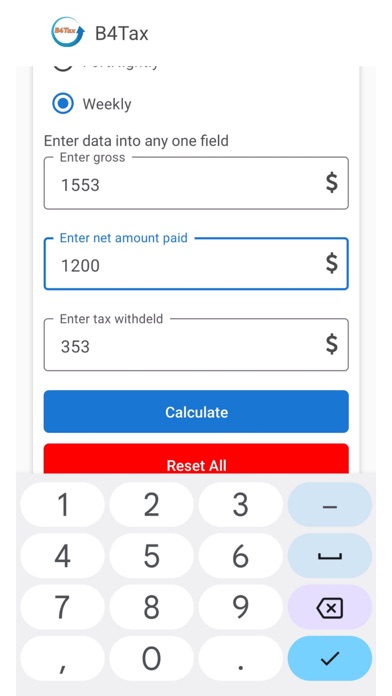 B4Tax – Reverse Tax Calculator Screenshot
