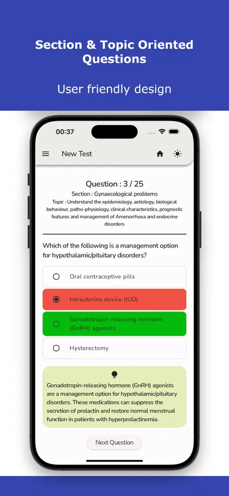 Obstetrics & Gynaecology Test Screenshot 1