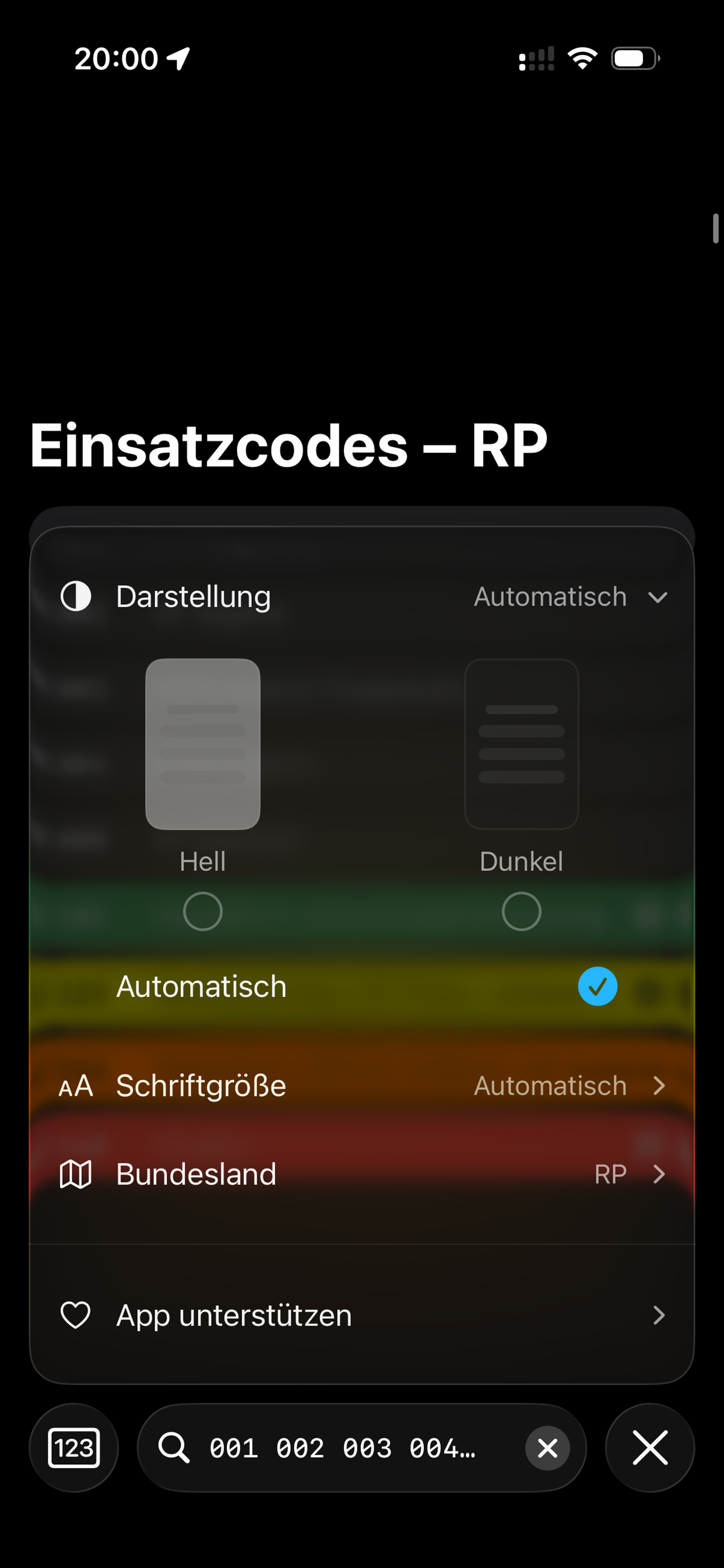 Einsatzcodes