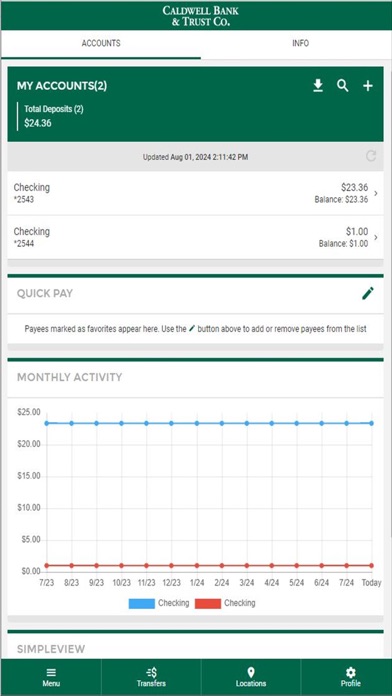 Caldwell Bank & Trust Company Screenshot