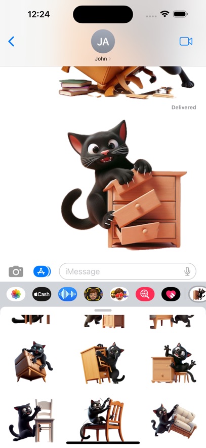 Black Cat Clawing Stickers