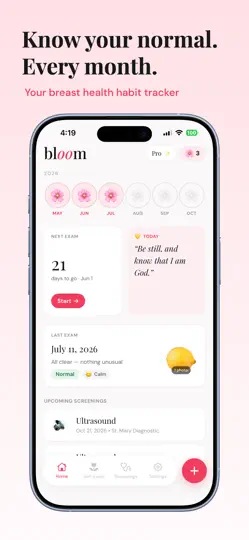 Bloom: Breast Health Tracker iPhone Ekran Görüntüsü 1