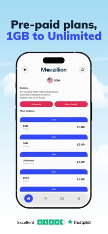 Mozillion Travel SIM screenshot