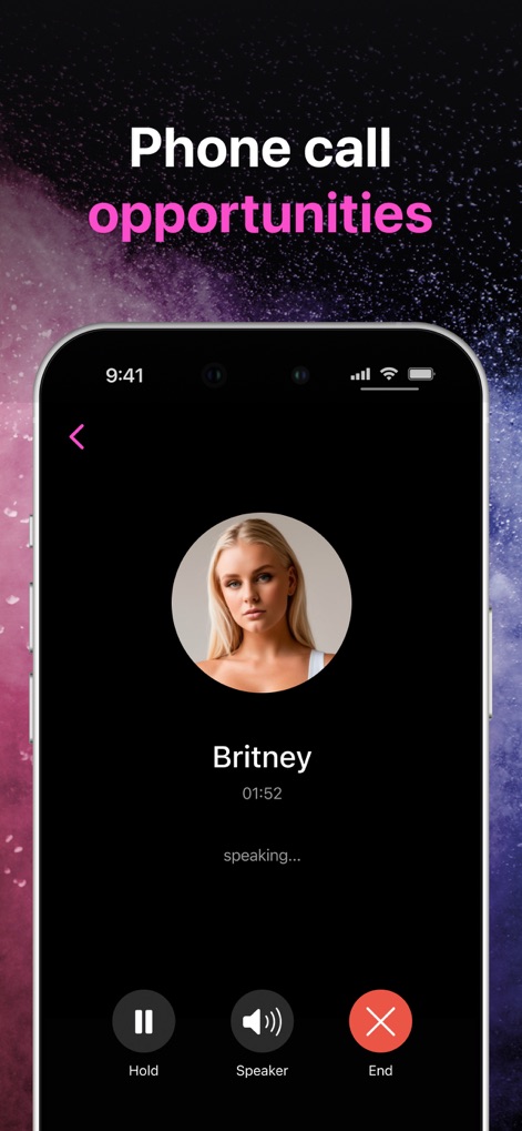 Ai Girl: Chat with Girlfriend - Los usuarios pueden disfrutar de llamadas de voz simuladas con su compañera AI, observando una interfaz de llamada intuitiva con opciones de control.