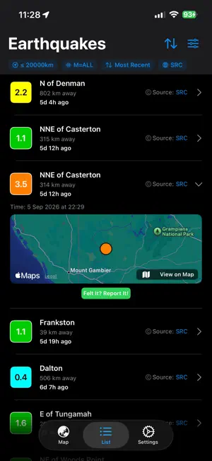 Seismoscope screenshot 3