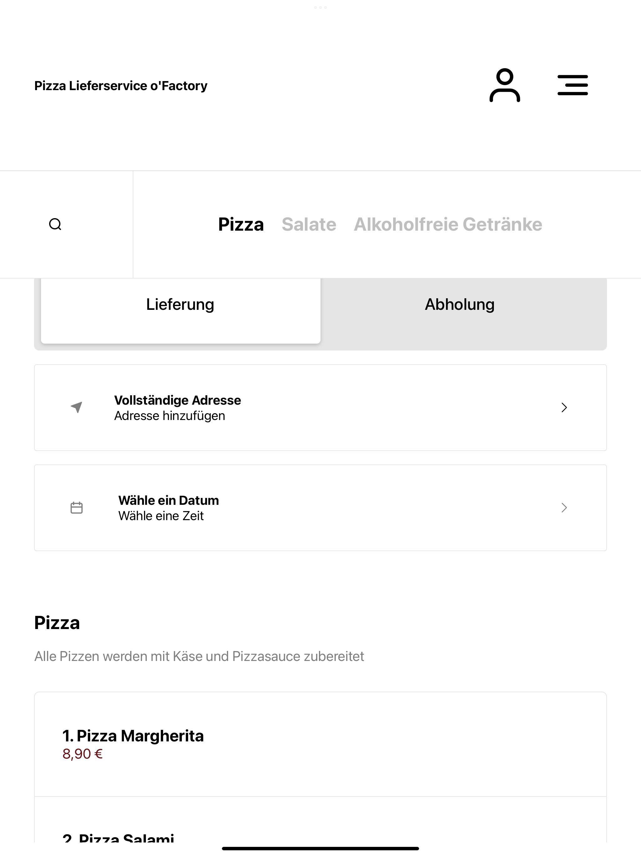 Pizza Lieferservice o'Factory