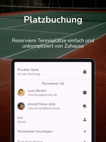 tennify - die Tennis Club App iPad screenshot