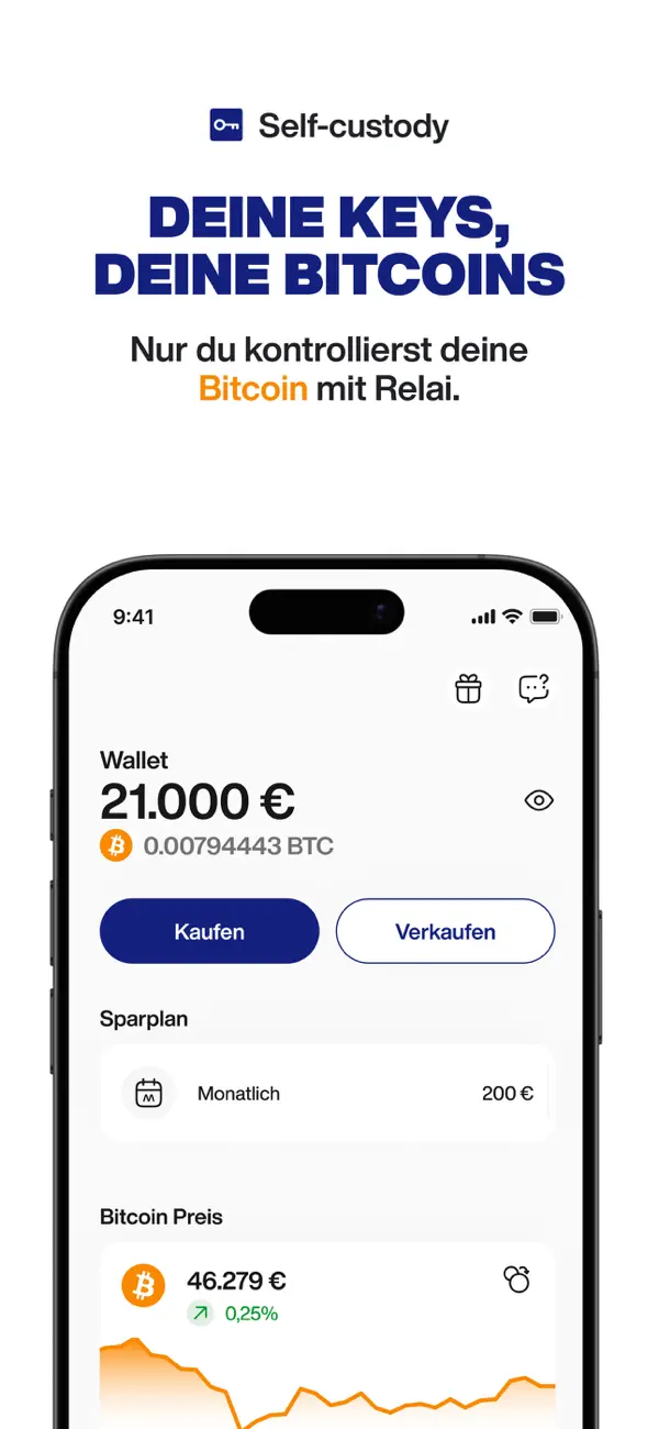 Relai: Bitcoin Kaufen iPhone App Screenshot 3 – Finanzen
