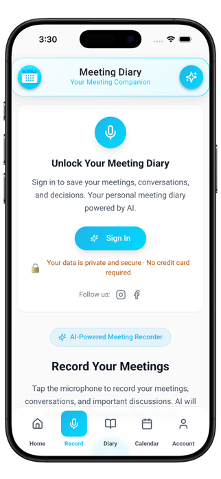 Meeting Diary Screenshot 2 of 8