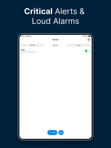 Remindr: Loud Alarm & Tasks iPad screenshot