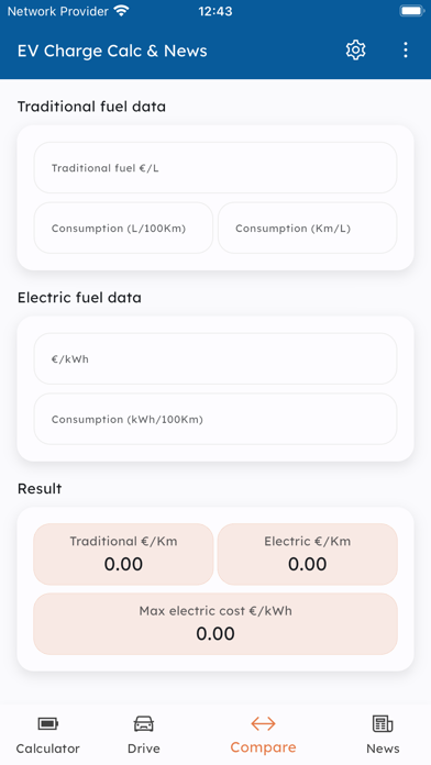 EV Charge Calculator and News Screenshot