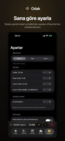 Odak: Yapılacaklar & Pomodoro iPhone screenshot