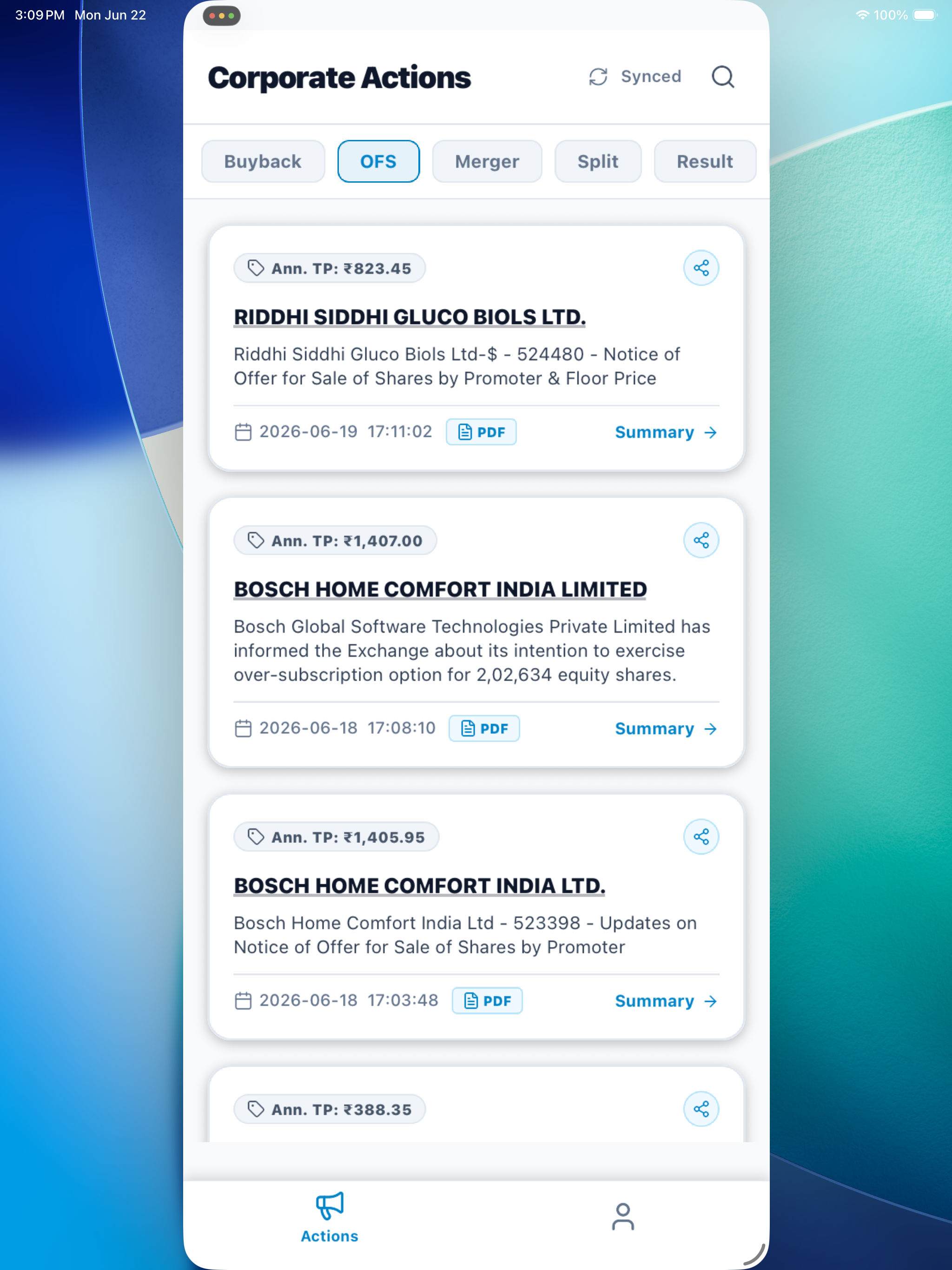 Corporate Actions screenshot 13
