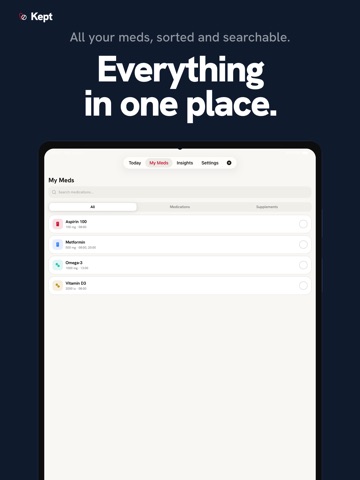 Kept: Rx & Supplement Reminder iPad screenshot