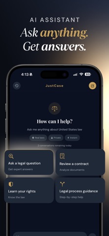 JustCase - AI Law Assistant iPhone screenshot