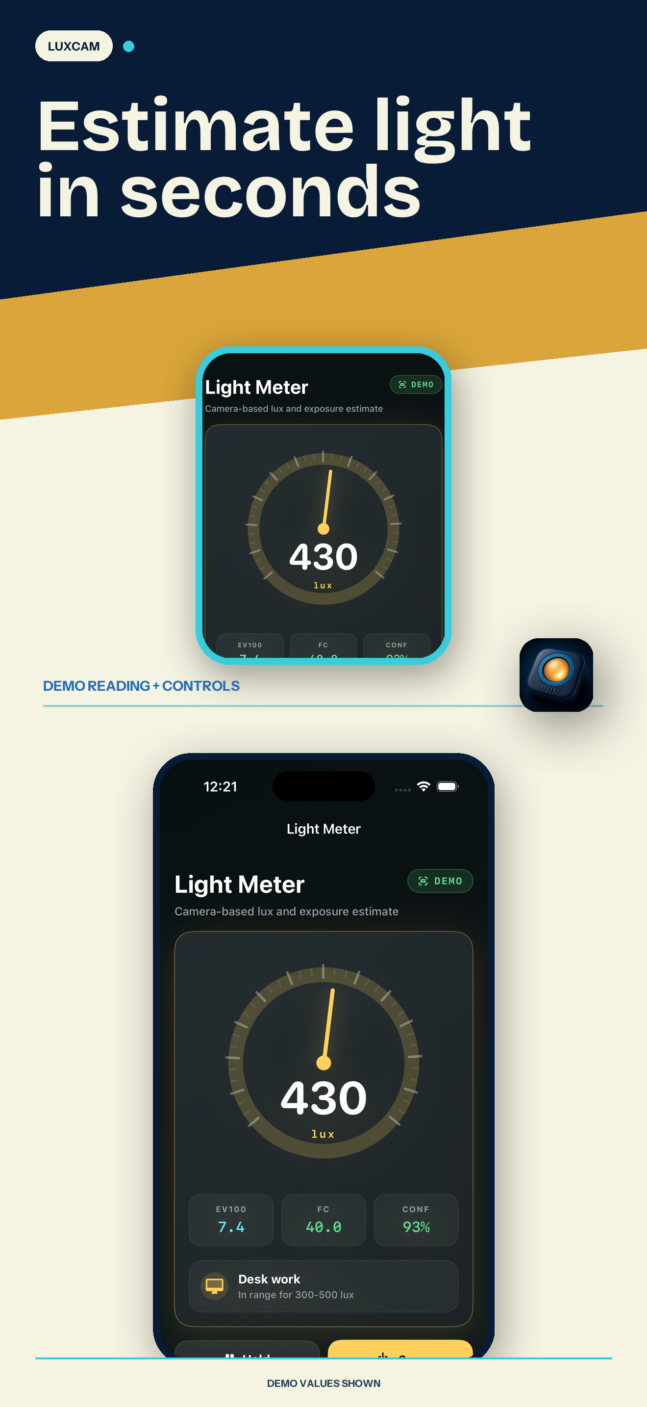 LuxCam Light Meter screenshot 2