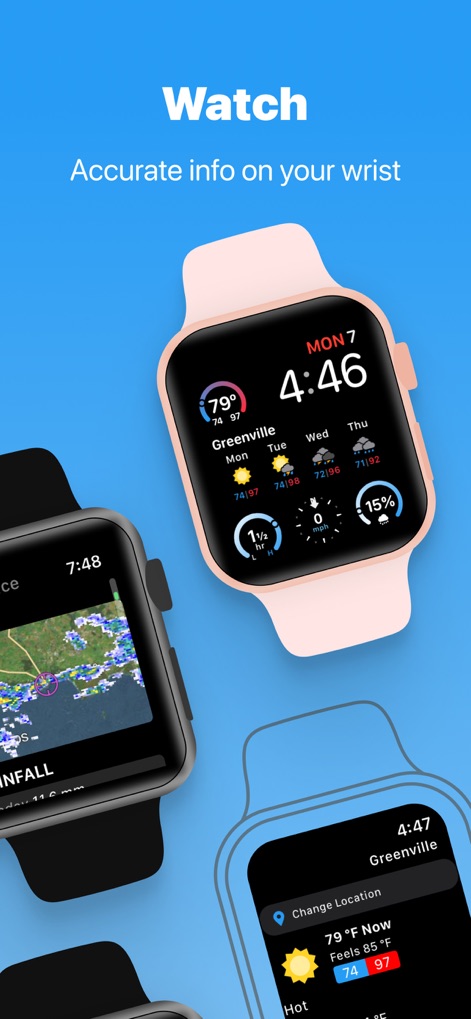 WillyWeather - Users can access crucial weather information directly on their Apple Watch, featuring glanceable daily forecasts with temperature details and a dedicated watch app displaying current location weather.