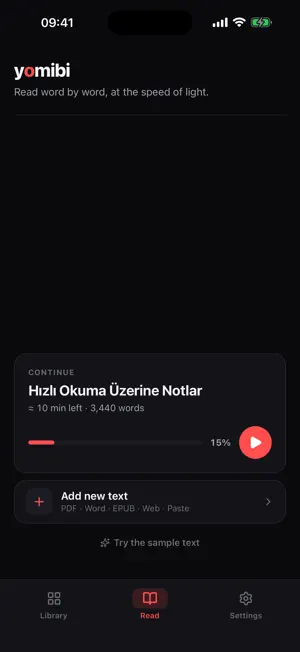 Yomibi: RSVP Speed Reader screenshot 2