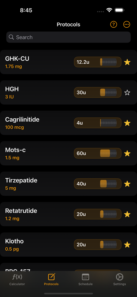 Peptide Tracker Calculator screenshot 2