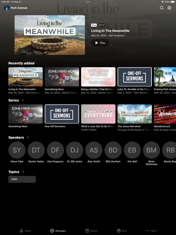 Park Avenue Baptist Church iPad screenshot 2 - Education app