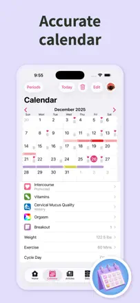 Period Tracking Calendar : capture d’écran 2 sur 8