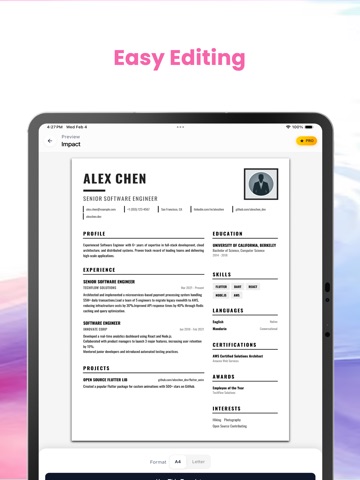ATS Resume Builder & CV Maker iPad screenshot