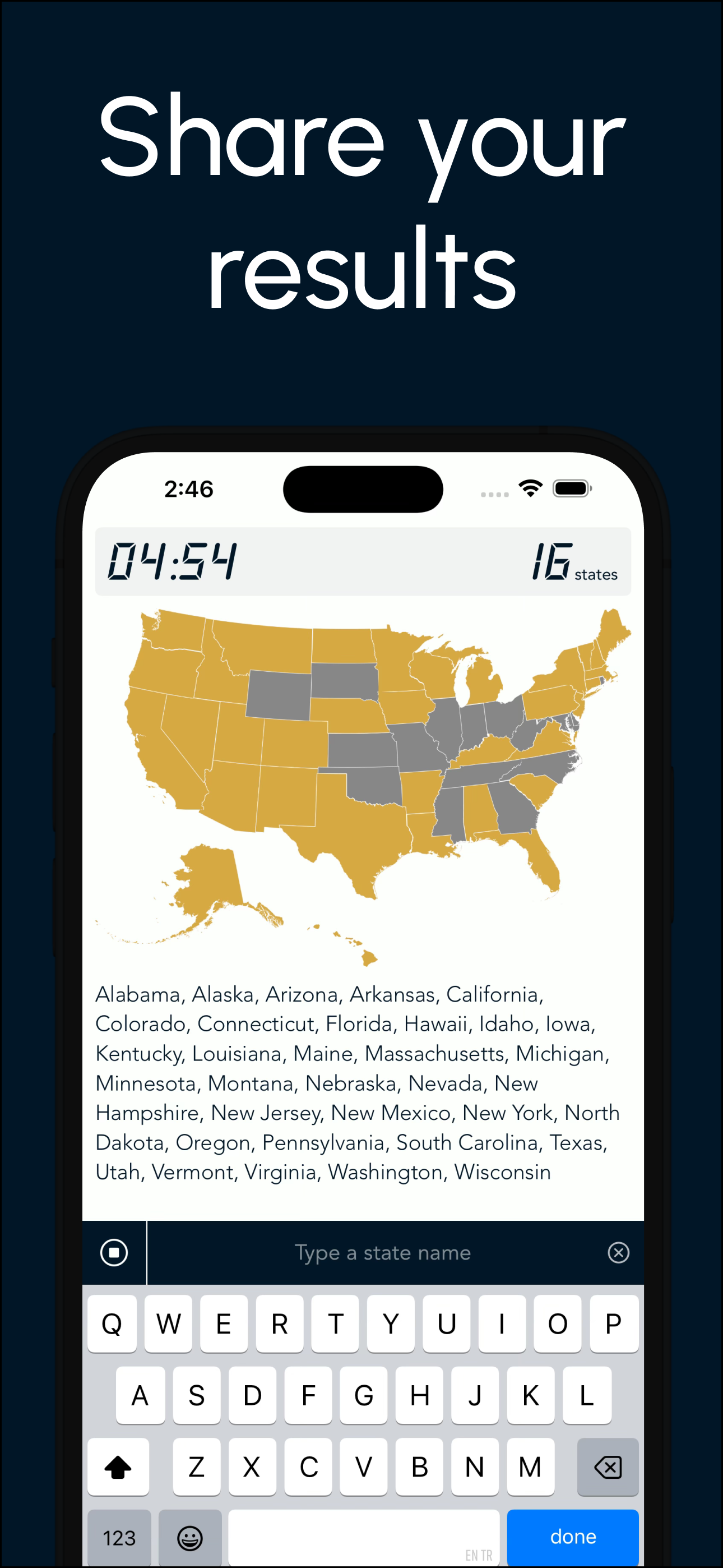 Geography Map Game 50 States