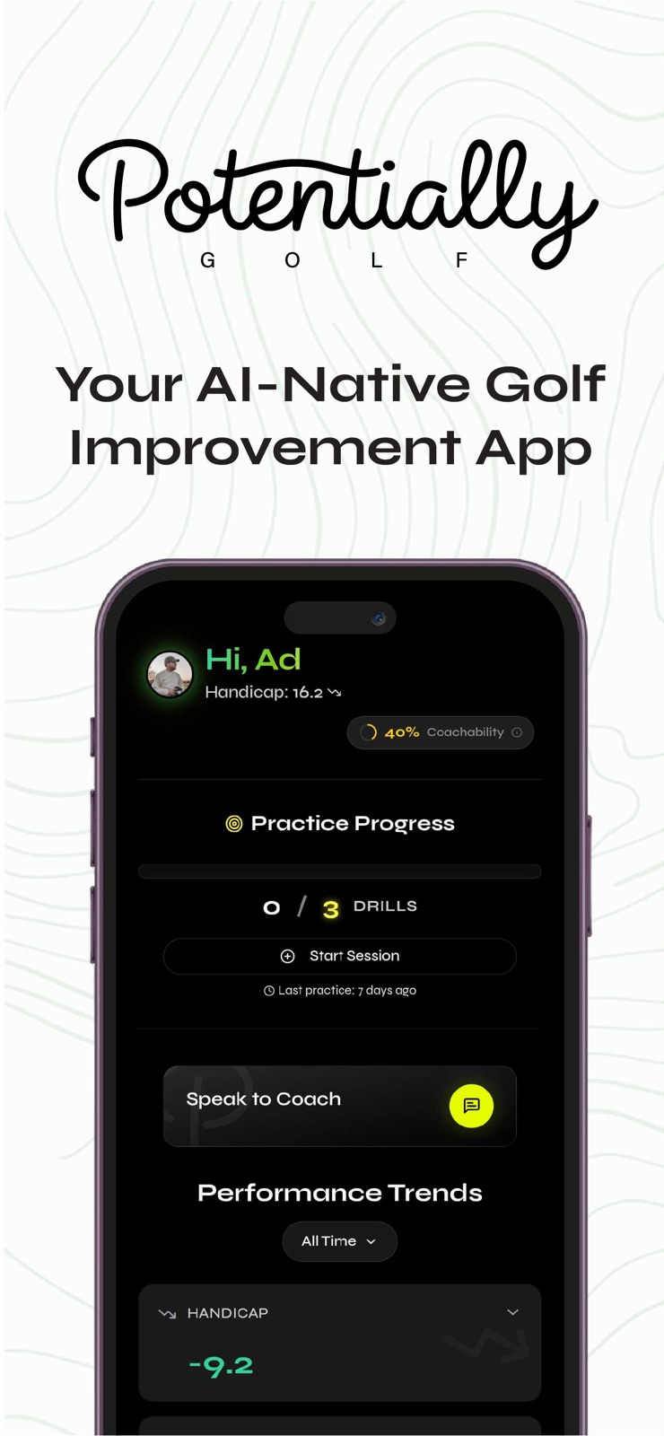Potentially Golf: GPS & AI iphone screenshot 1