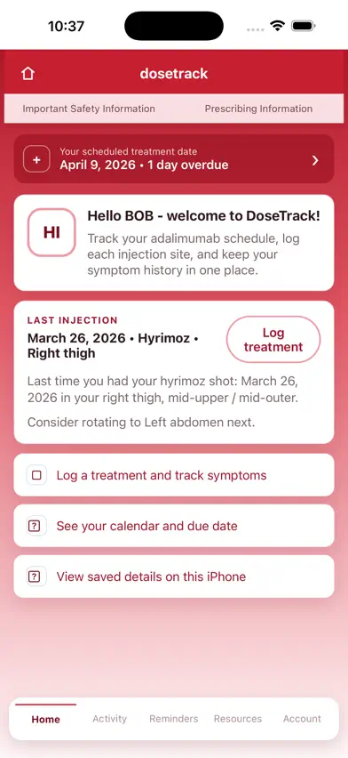 DoseTrack Injection Log screenshot 2