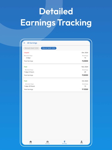 BidrYde Host - Income on Car iPad screenshot